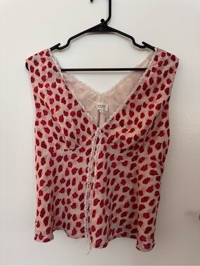 idem ditto Cream Silk blouse with Red Floral Print